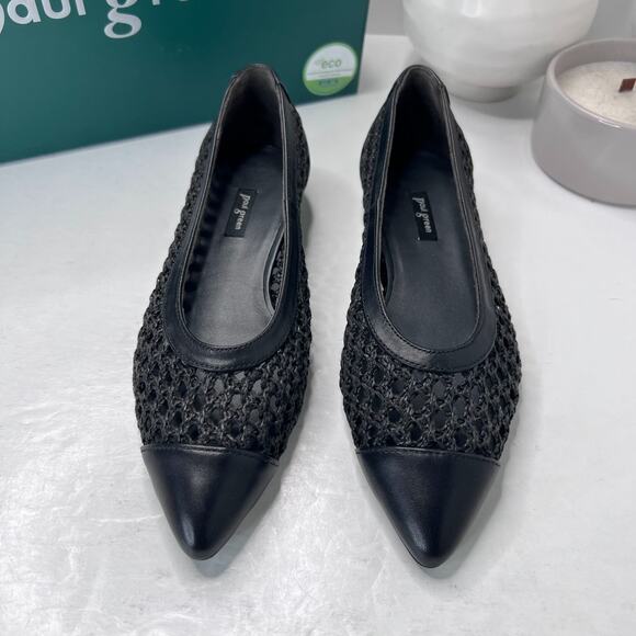 Paul Green Aries Flat Soft Nappa Diva Slip On Pointed Toe Black Women 7.5 - Picture 2 of 11